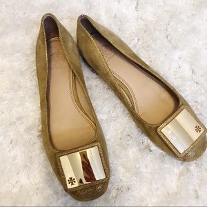Tory Burch Flats Gold Plated Square Toe Flat sz 8